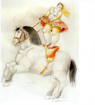 horse Painting - Circus woman on a horse Fernando Botero